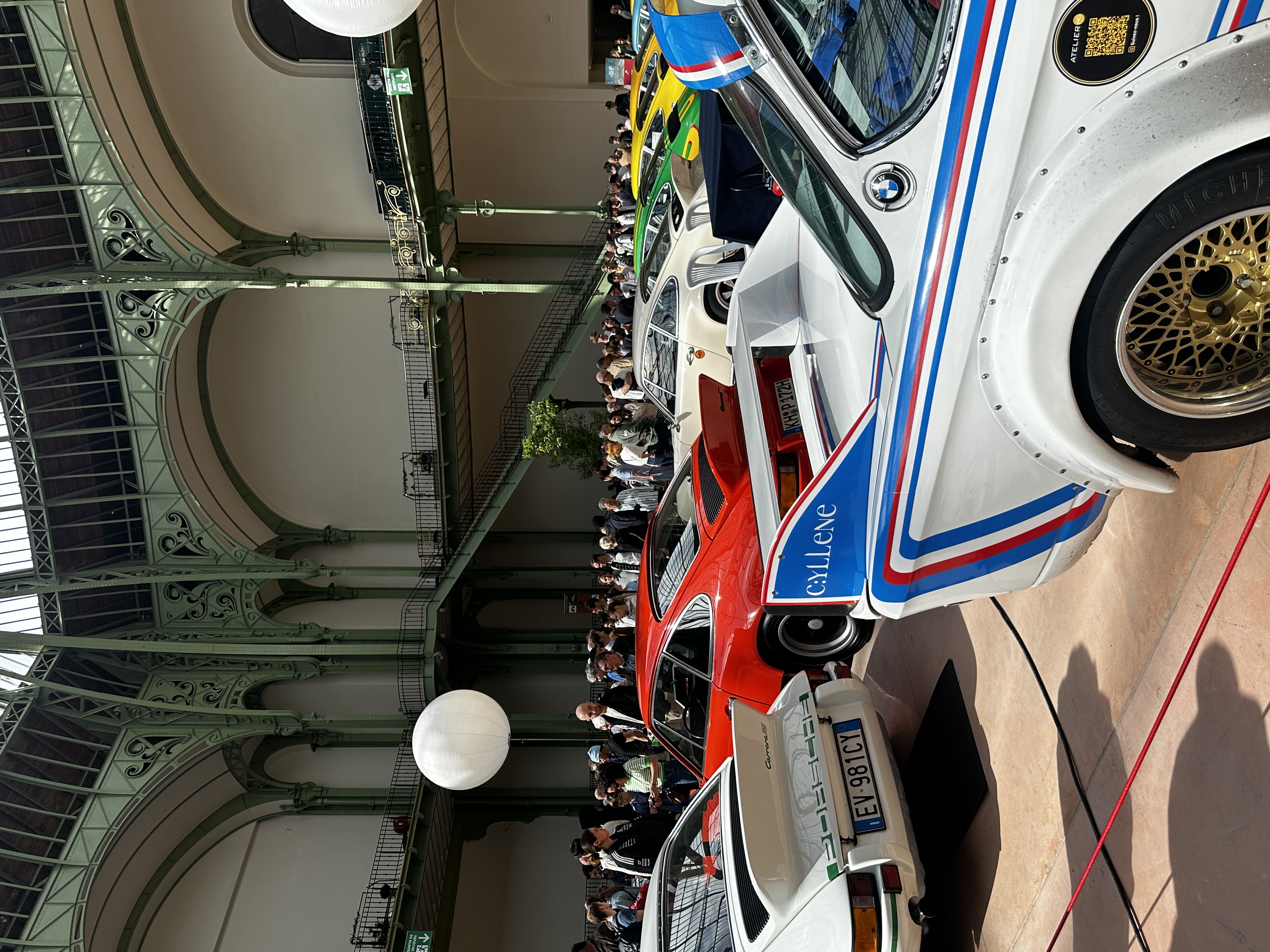 a line of vintage porsche