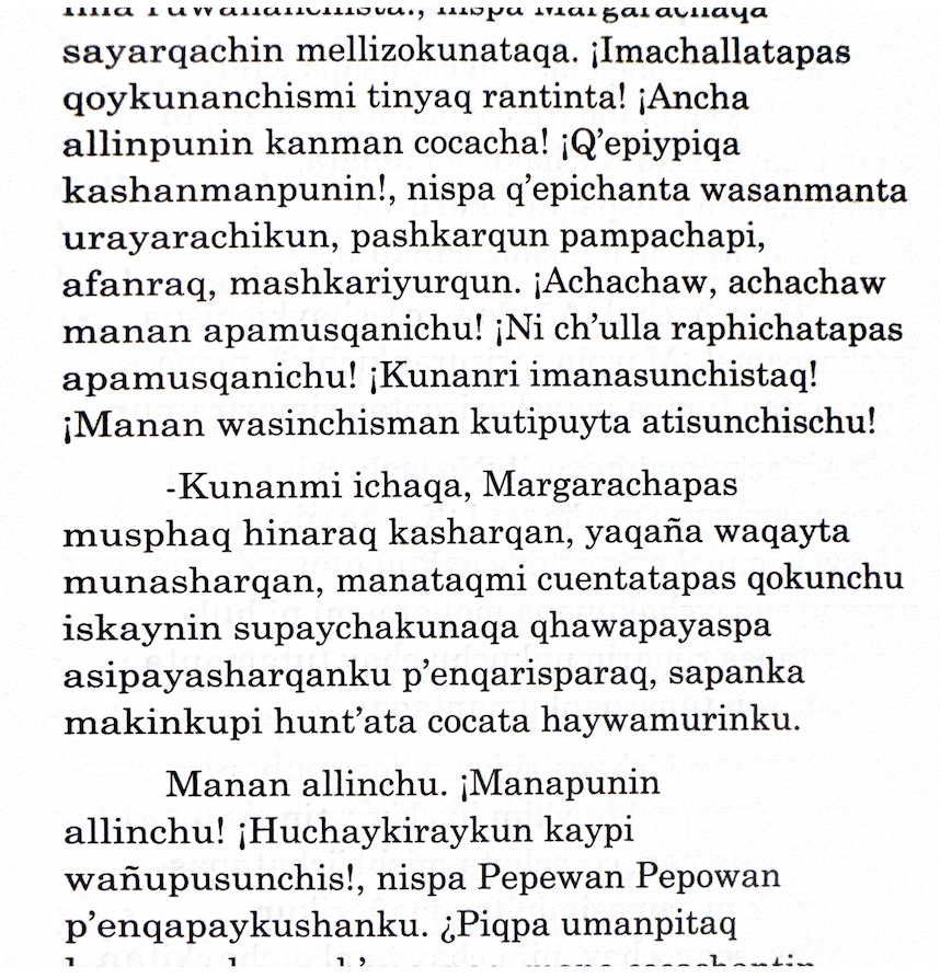 A text in Quechua